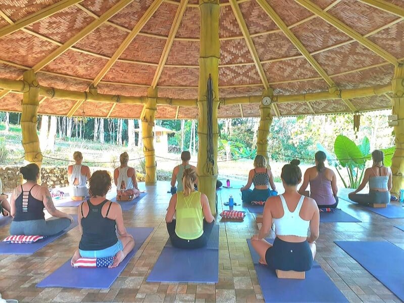 Yoga class in an open room on Koh Yao Noi